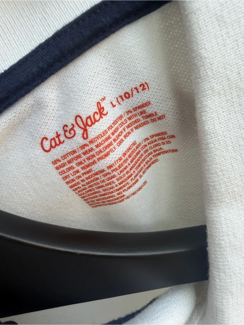 Cat & Jack Boys White Polo Navy Trim Size L (10-12)